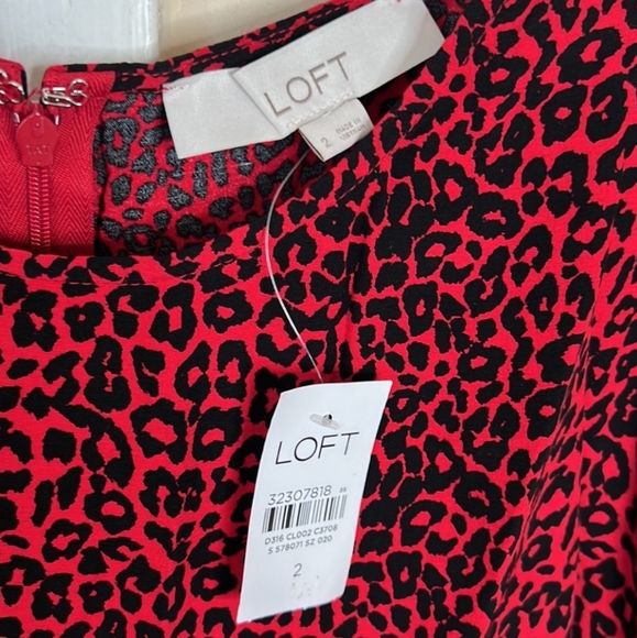 NWT! Loft Red Animal Print Dress - Picture 4 of 4
